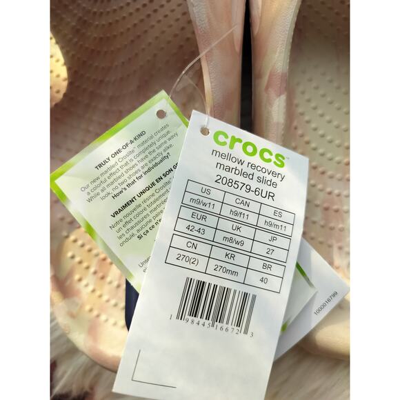 5225) Crocs Unisex Mellow Marble Like Recovery Slide Sandals M9/W11 main image 5